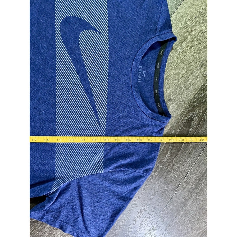 Nike Dri-Fit Swoosh Logo Blue Short Sleeve Polyester Blend T-Shirt Men's L - Picture 6 of 6